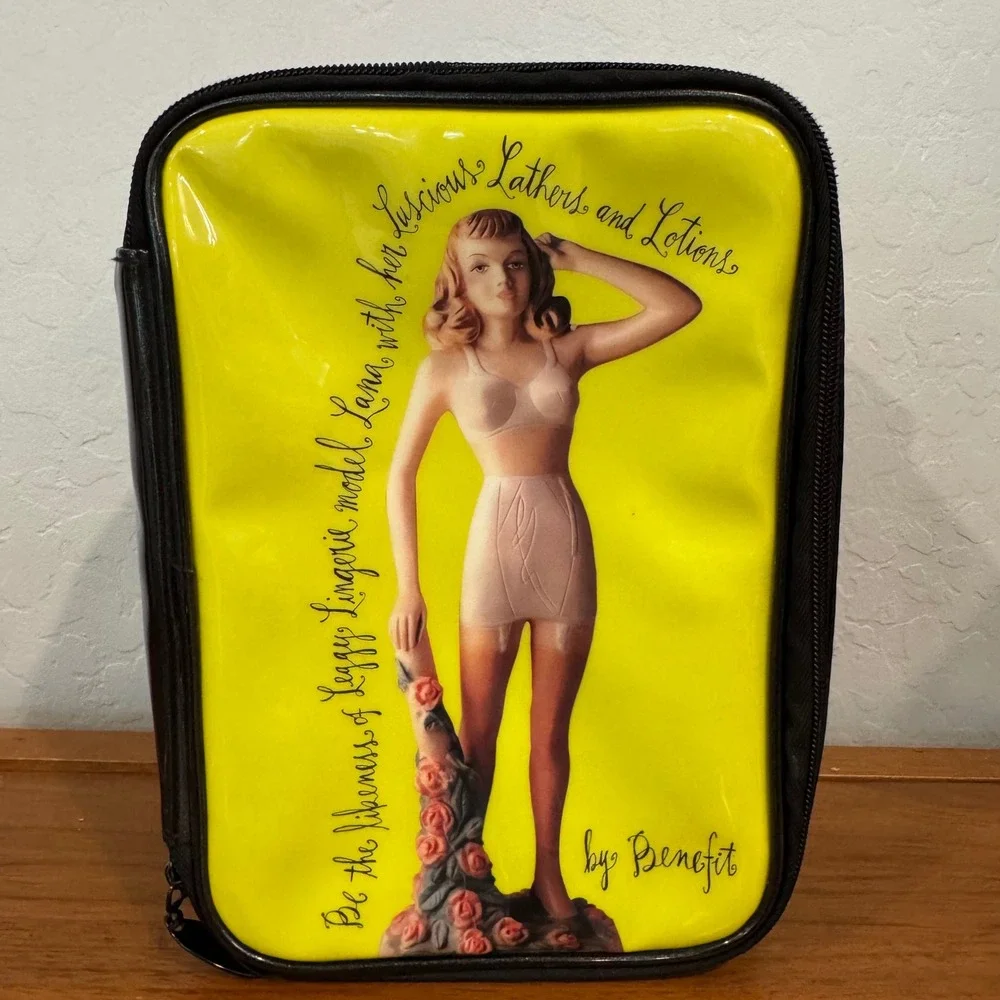 Benefit Makeup Bag Women OS Yellow Excellent Vintage Pinup Lana Cosmetic Case